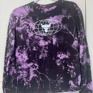 Under Armour Purple black Tie Dye Long Sleeve Shirt Boys YLG Loose Fit